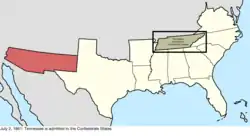 Map of the change to the Confederate States on July 2, 1861