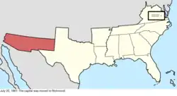 Map of the change to the Confederate States on July 20, 1861