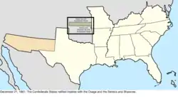 Map of the change to the Confederate States on December 21, 1861