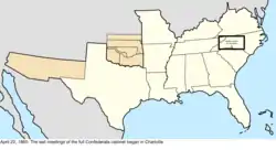 Map of the change to the Confederate States on April 22, 1865