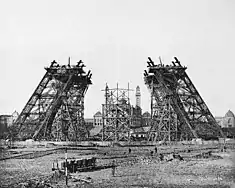 7 December 1887:Construction of the legs with scaffolding