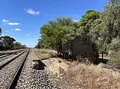 Railway station building viewed from the north west side.