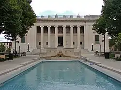 Cooper Library (1916), Camden, New Jersey. Note D'Ascenzo's mosaic frieze behind the colonnade.