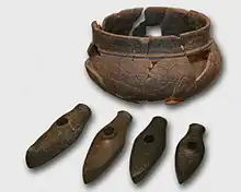 Image 21Corded Ware culture pottery and stone axes, at the EHM (from History of Estonia)