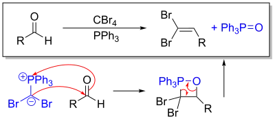 Step 2 in the Corey-Fuchs reaction, doing the Wittig to make the dibromoalkene