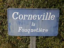 An entry sign into Corneville-la-Fouquetière