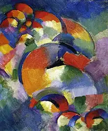 Morgan Russell, Cosmic Synchromy (1913–14), Synchromism. Oil on canvas, 41.28 cm × 33.34 cm., Munson-Williams-Proctor Arts Institute.