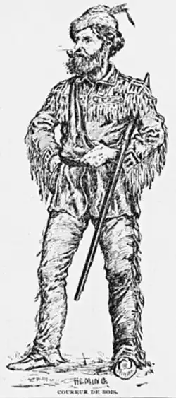 Pre-Territorial Michigan militias also consisted of French Canadien frontiersman known as coureur de bois who lived with and in the fur trade of the Native Americans in the Great Lakes region which continued into the British colonial period