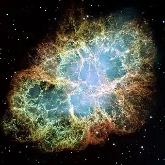 Image 38Messier Object 1, the Crab Nebula. In the nebula's very centre lies a pulsar: a neutron star rotating 30 times per second. (from Science in the ancient world)