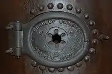 Detail of a boiler manufactured by the Cradley Boiler Co. of Cradley Heath, on display at the museum