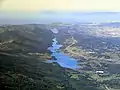 Aerial view of the Crystal Springs Reservoir from the southeast