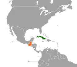 Map indicating locations of Cuba and Guatemala