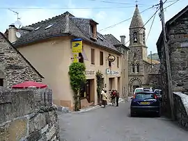 A view within the village, of the church and surrounding buildings