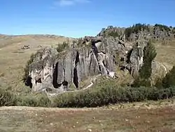 The frailones of Cumbemayo, located on the outskirts of the city of Cajamarca