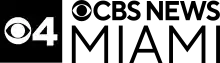 In a black box, the CBS eye logo and a numeral 4. Next to it, on two lines: the CBS eye and the words CBS News, and the word Miami in larger type.