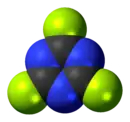 Space-filling model of the cyanuric fluoride molecule