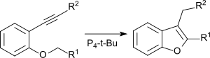 Cyclisierungen mit P4-t-Bu zu Benzofuranen