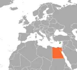 Map indicating locations of Cyprus and Egypt