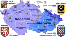 map showing Bohemia, Moravia and Silesia