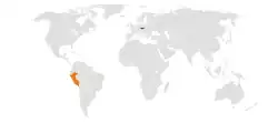 Map indicating locations of Czech Republic and Peru