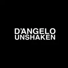 In front of a black background is white text across two lines: "D'Angelo Unshaken".