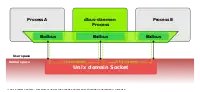 Process A and B have both a one-to-one D-Bus connection with a dbus-daemon process over a Unix domain socket