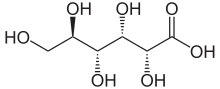 Skeletal formula of gluconic acid