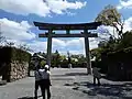 View of Shinshu Ueda Yukimurazakura that leads to the Hokoku Shrine & Banquet Hall.