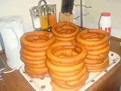 Stacks of cooked sel roti