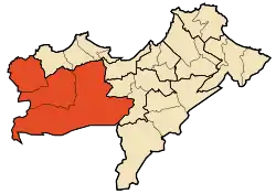 Map of Oran Province highlighting Boutlélis District