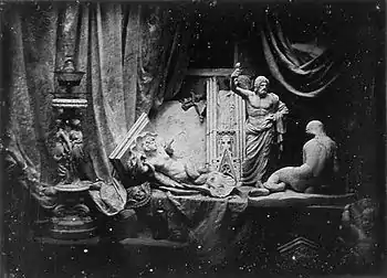 Still life with statue of Jupiter Tonans; by Louis Jacques Daguerre; c. 1839; daguerreotype