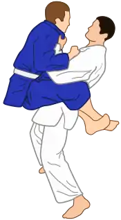 Vector illustration of Daki age Judo throwing technique