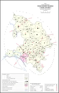 Map showing Bharsana (#990) in Dalmau CD block