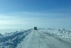 Highway about 10 miles south of Deadhorse, North Slope Borough, Alaska (5 April 2015)