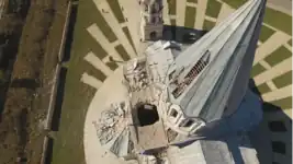 The roof of the damaged Ghazanchetsots Cathedral