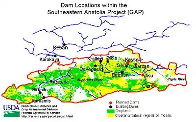 Locations of Dams