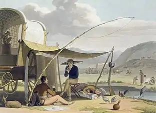 Trekboer making a campAquatint c.1804