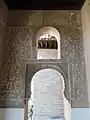 Remains of stucco-carved decoration in the upper-floor mirador (lookout) room