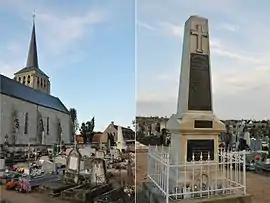 The church and war memorial in Darvoy