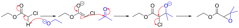 Arrow-pushing mechanism for the Darzens reaction.