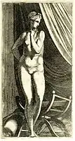 Female Nude Standing, perhaps Venus. After Primaticcio, height 280 millimetres (trimmed)