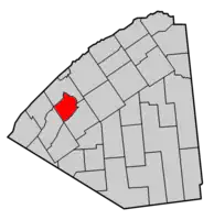 Map highlighting De Peyster's location within St. Lawrence County.