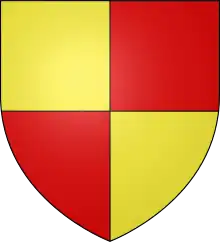 Shield quartered yellow and red