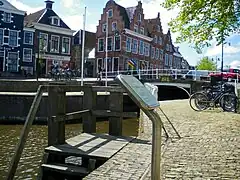 City's center around De Zijl, Dokkumer Grootdiep flowing underneath