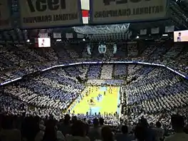 A stadium filled with people.