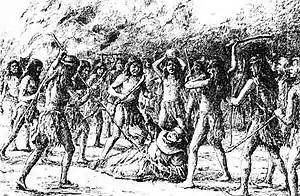 Image 12Depiction of the revolt of the Mission Indians against padre Luis Jayme at Mission San Diego de Alcalá in 1775. (from History of California)