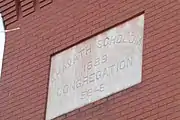 Ahavath Schalom 1889 Congregation 5648 – Original dedication plaque showing variant Ashkenazic Hebrew transliteration of congregation name