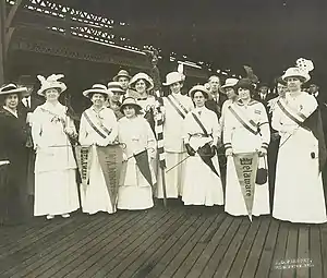 Delaware suffragists at Wilmington train station, May 1914.