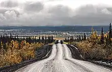 Dempster Highway, south of Inuvik, Northwest Territories, named after Inspector Dempster who found "The Lost Patrol"