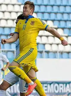 Bezborodko playing for Ukraine U21